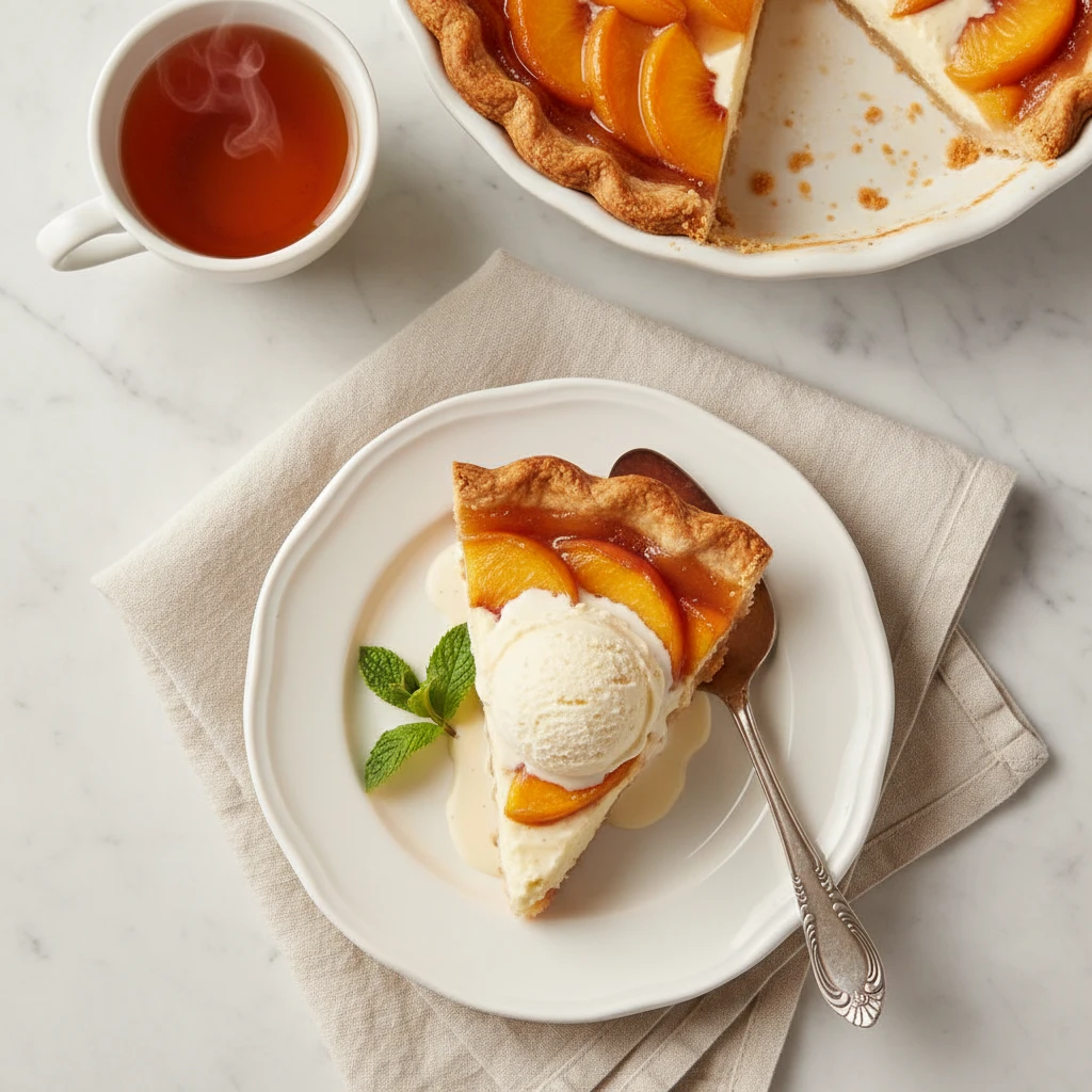 Peaches and Cream Pie serving suggestion