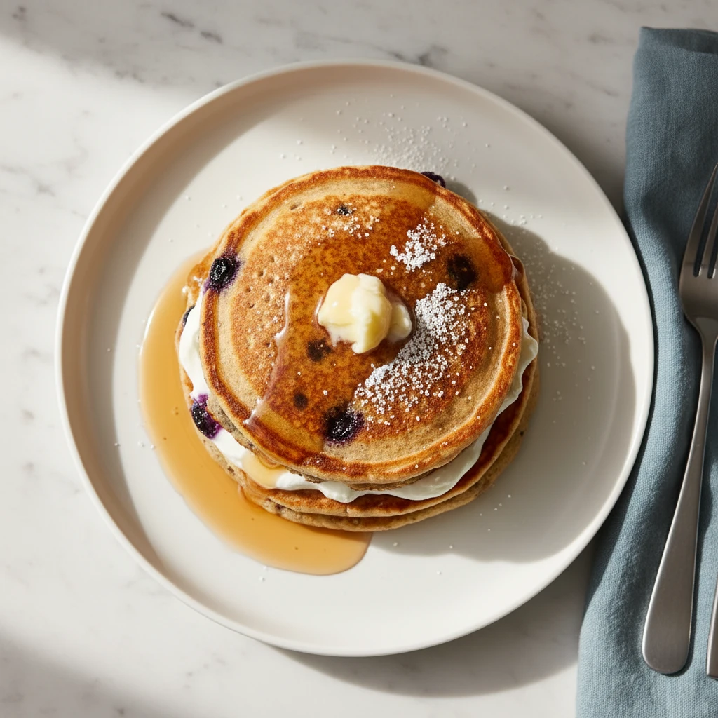 quinoa blueberry pancakes featured