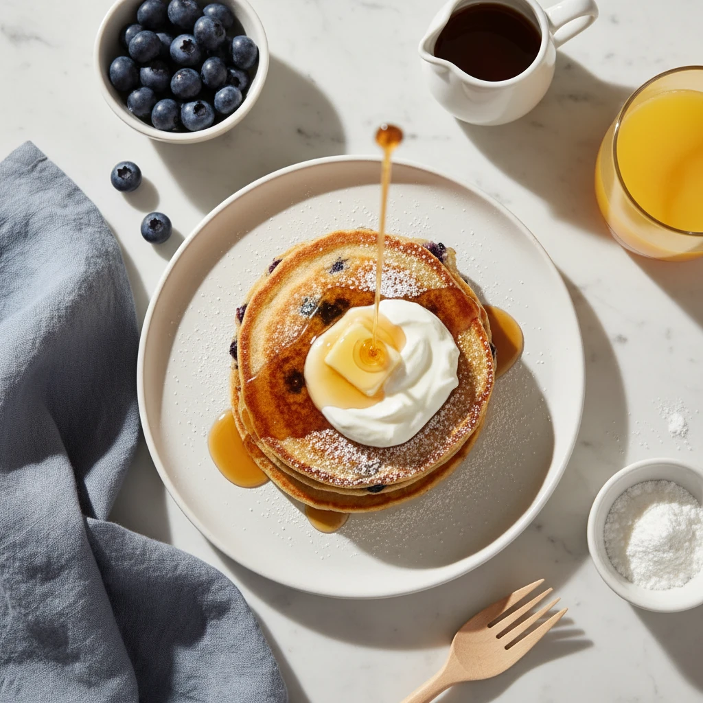 Quinoa Blueberry Pancakes serving suggestion