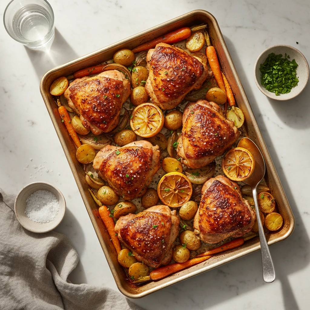 Roasted Chicken Thighs serving suggestion