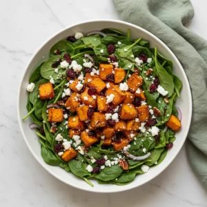 roasted sweet potato spinach salad featured