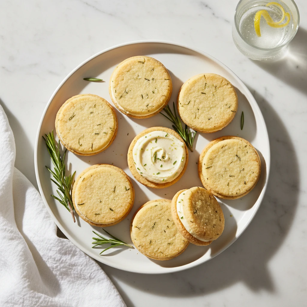 Rosemary-Lemon Sandwich Cookies serving suggestion