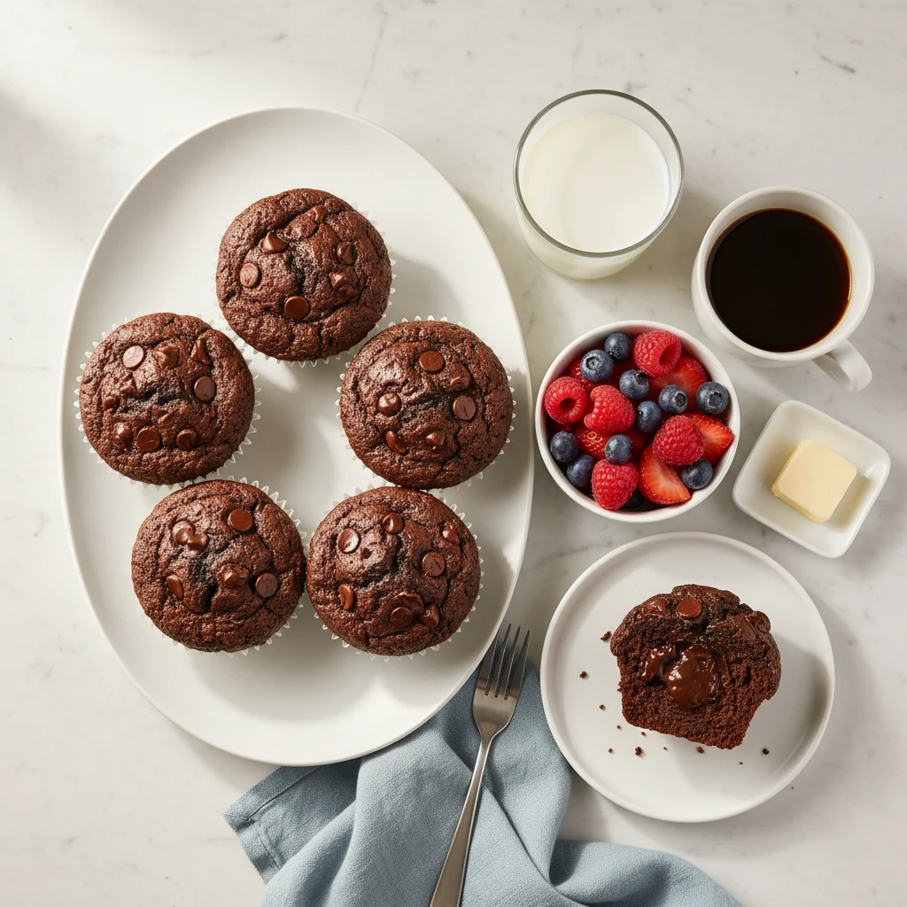 Sour Cream Chocolate Muffins serving suggestion