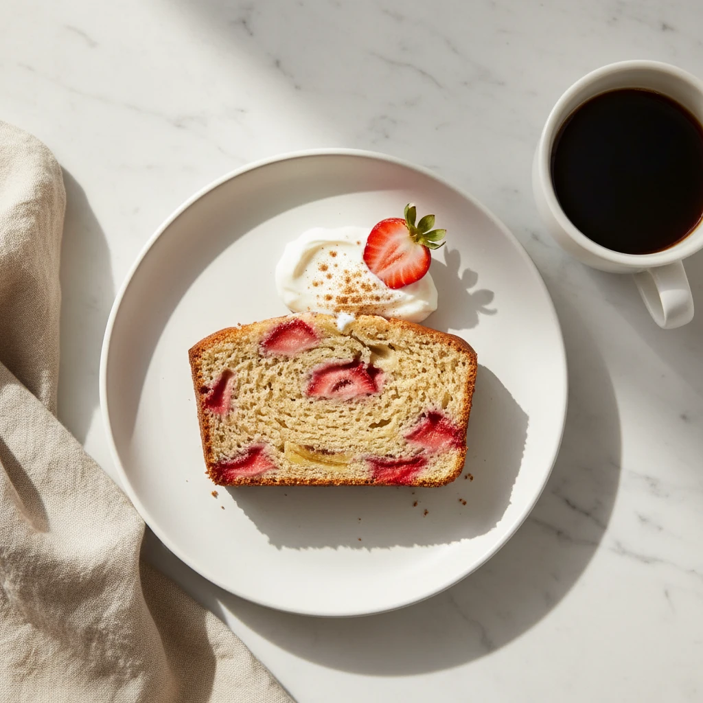 Strawberry Banana Bread serving suggestion