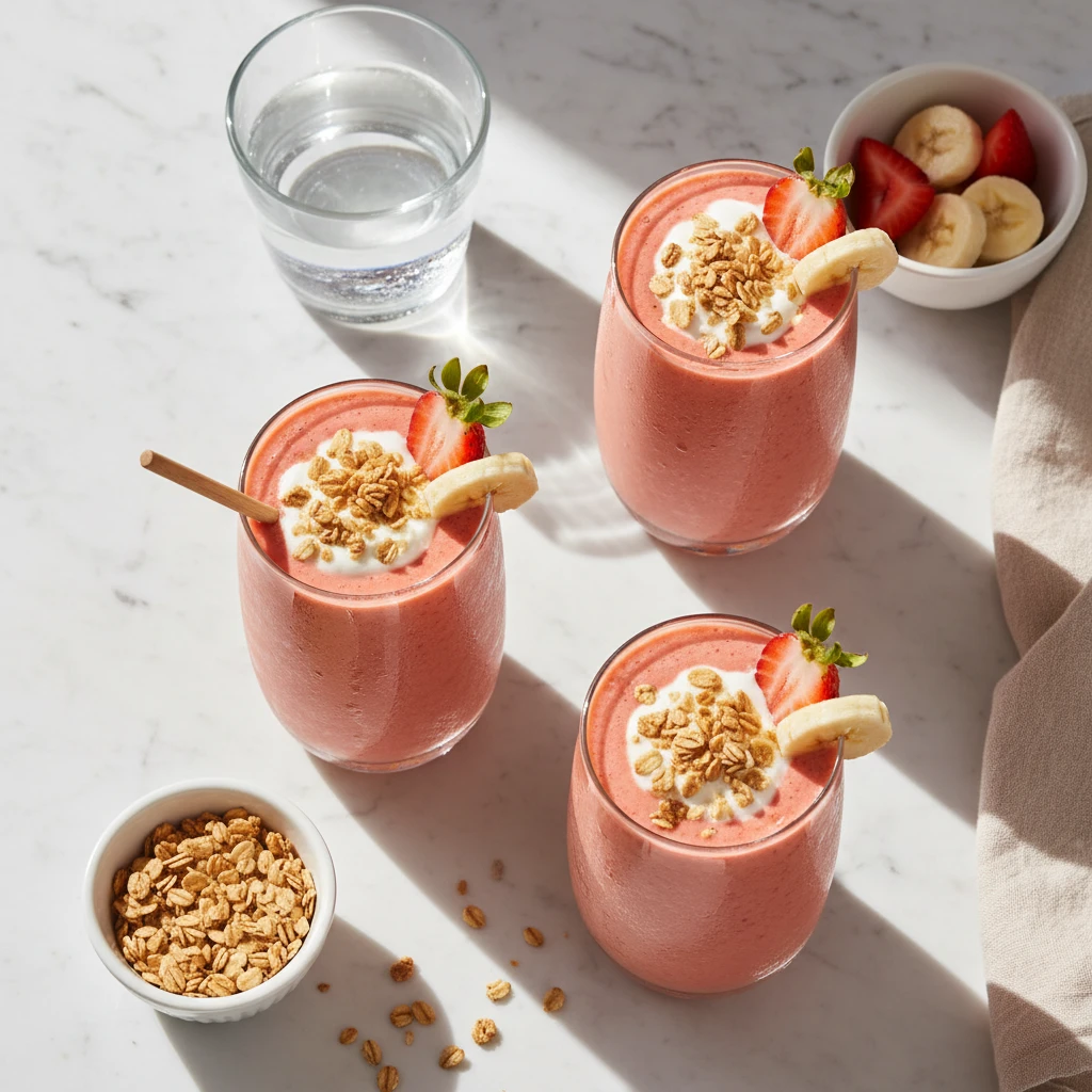 Strawberry Banana Smoothie serving suggestion
