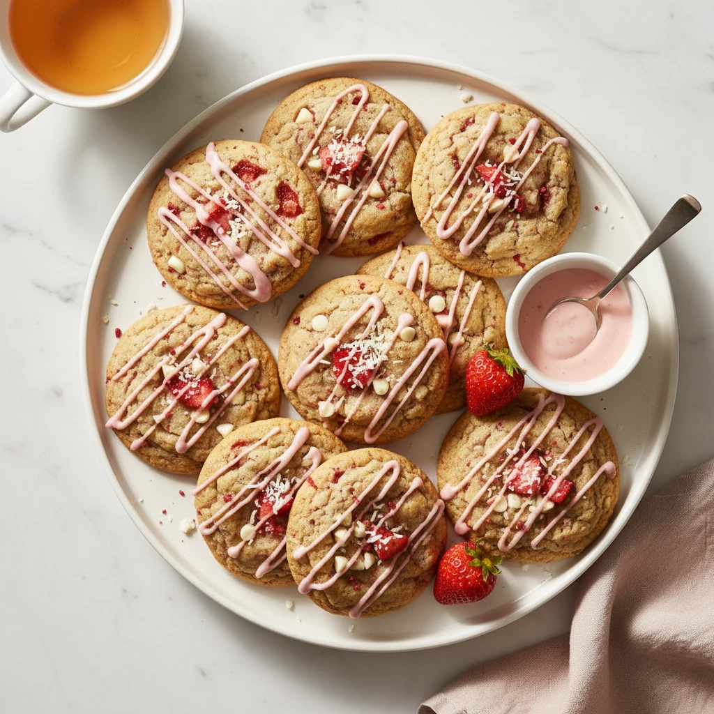 Strawberry Cookies serving suggestion