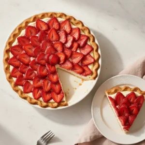 strawberry cream pie recipe featured