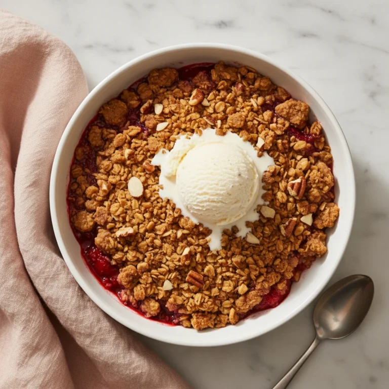 strawberry rhubarb crisp recipe featured