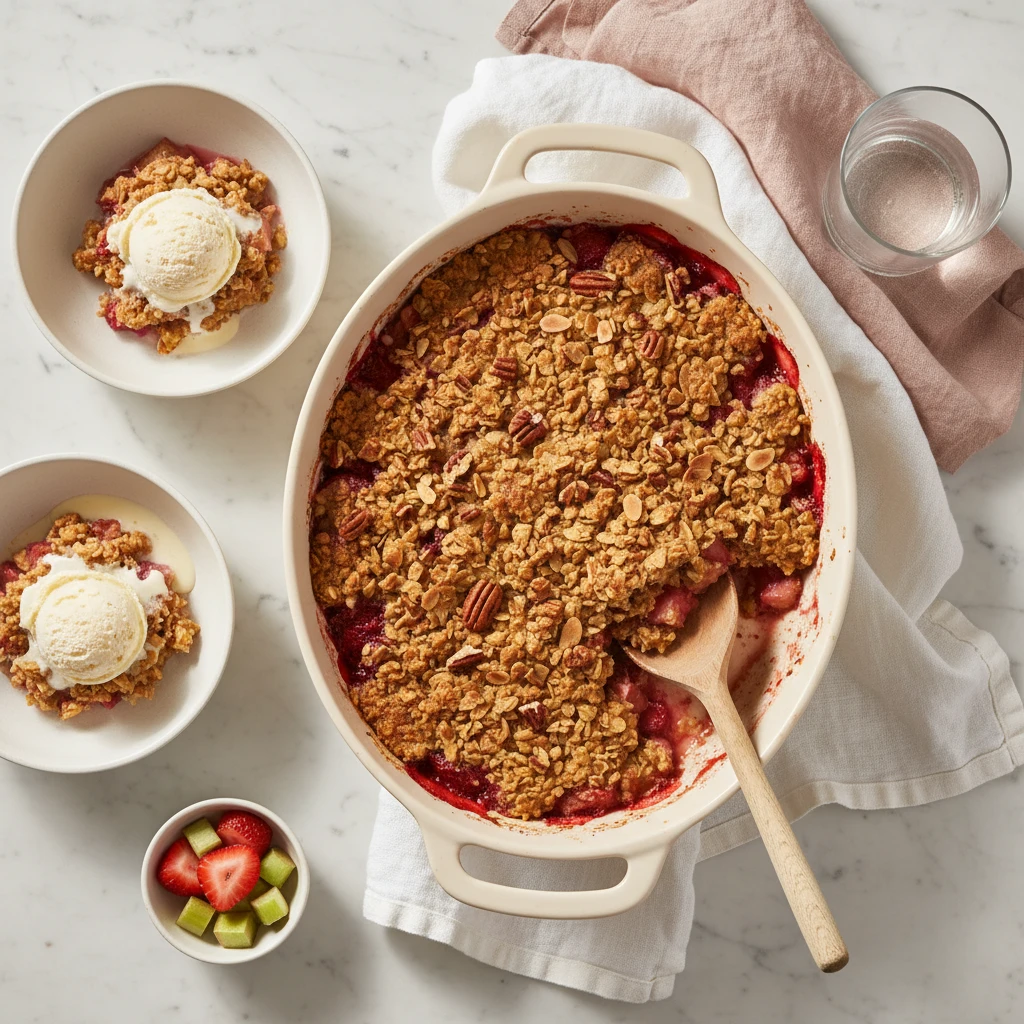 Strawberry Rhubarb Crisp serving suggestion