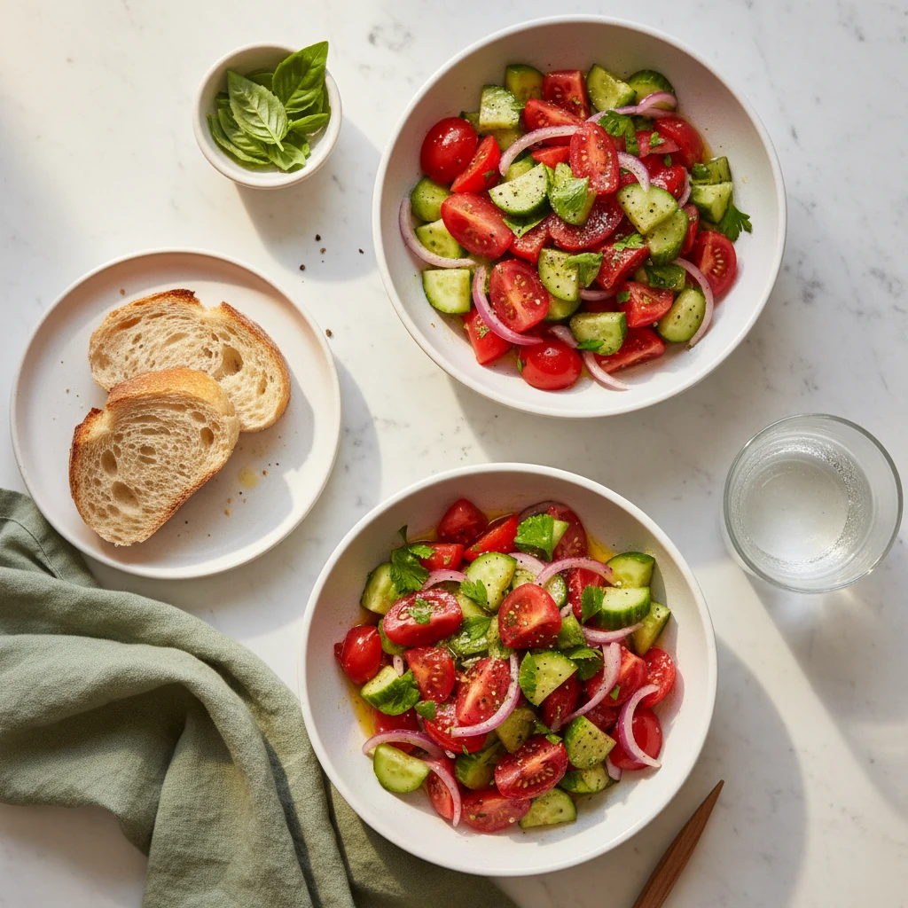 Tomato Cucumber Salad serving suggestion