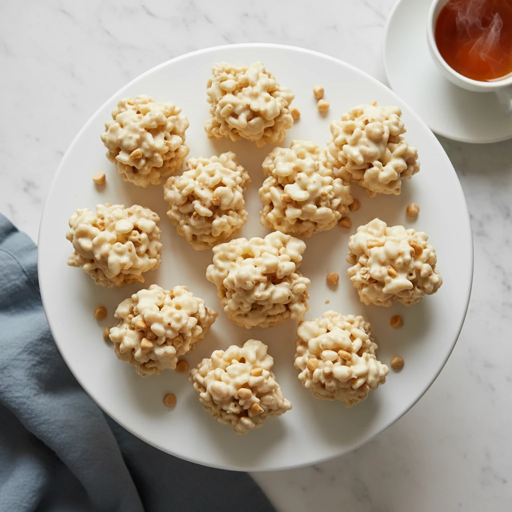 White Chocolate Krispies Treats serving suggestion
