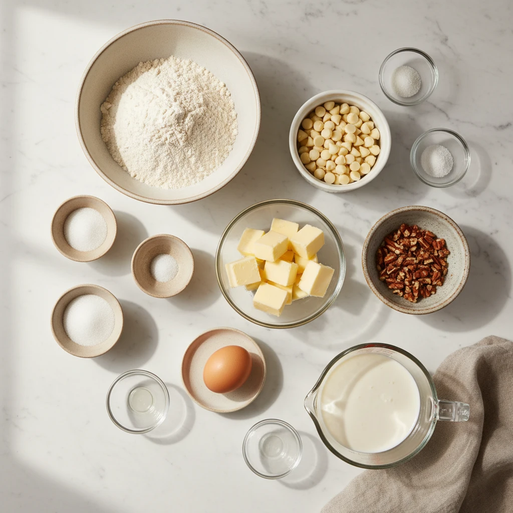 White Chocolate Pecan Scones ingredients