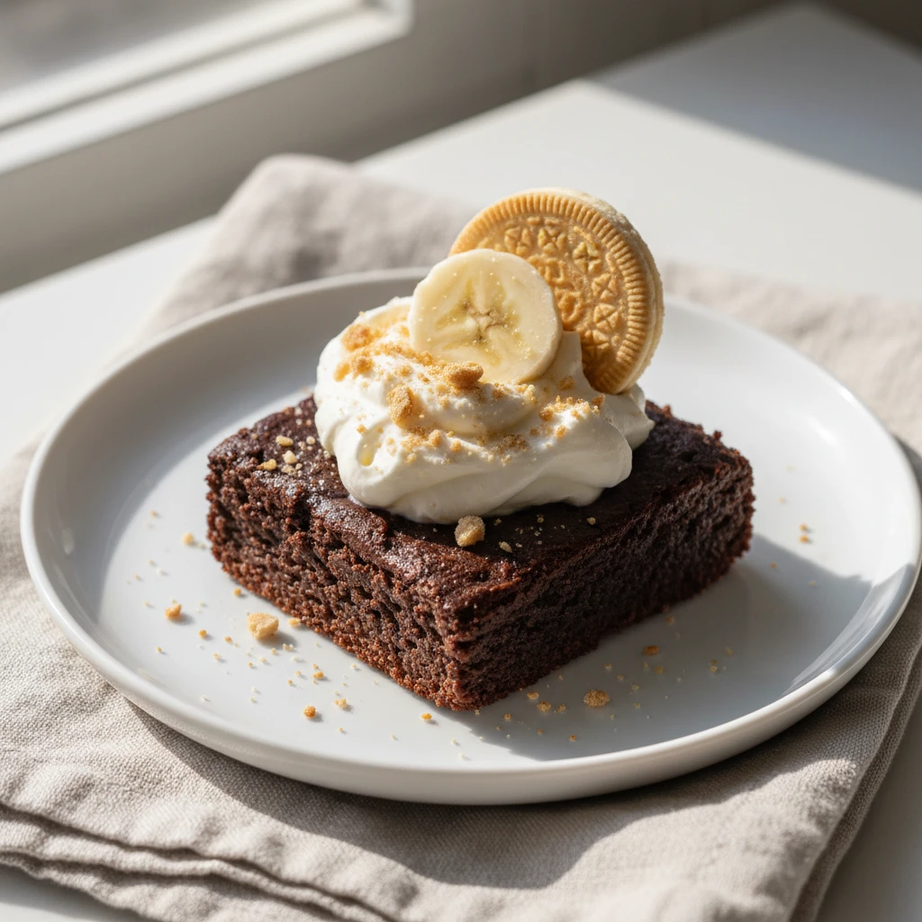 Banana Pudding Brownies serving suggestion