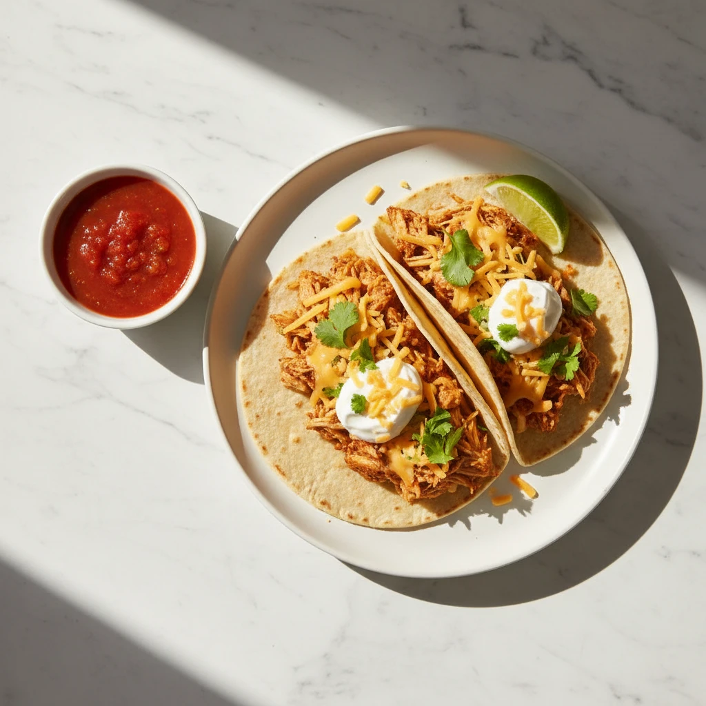 Crockpot Chicken Tacos serving suggestion