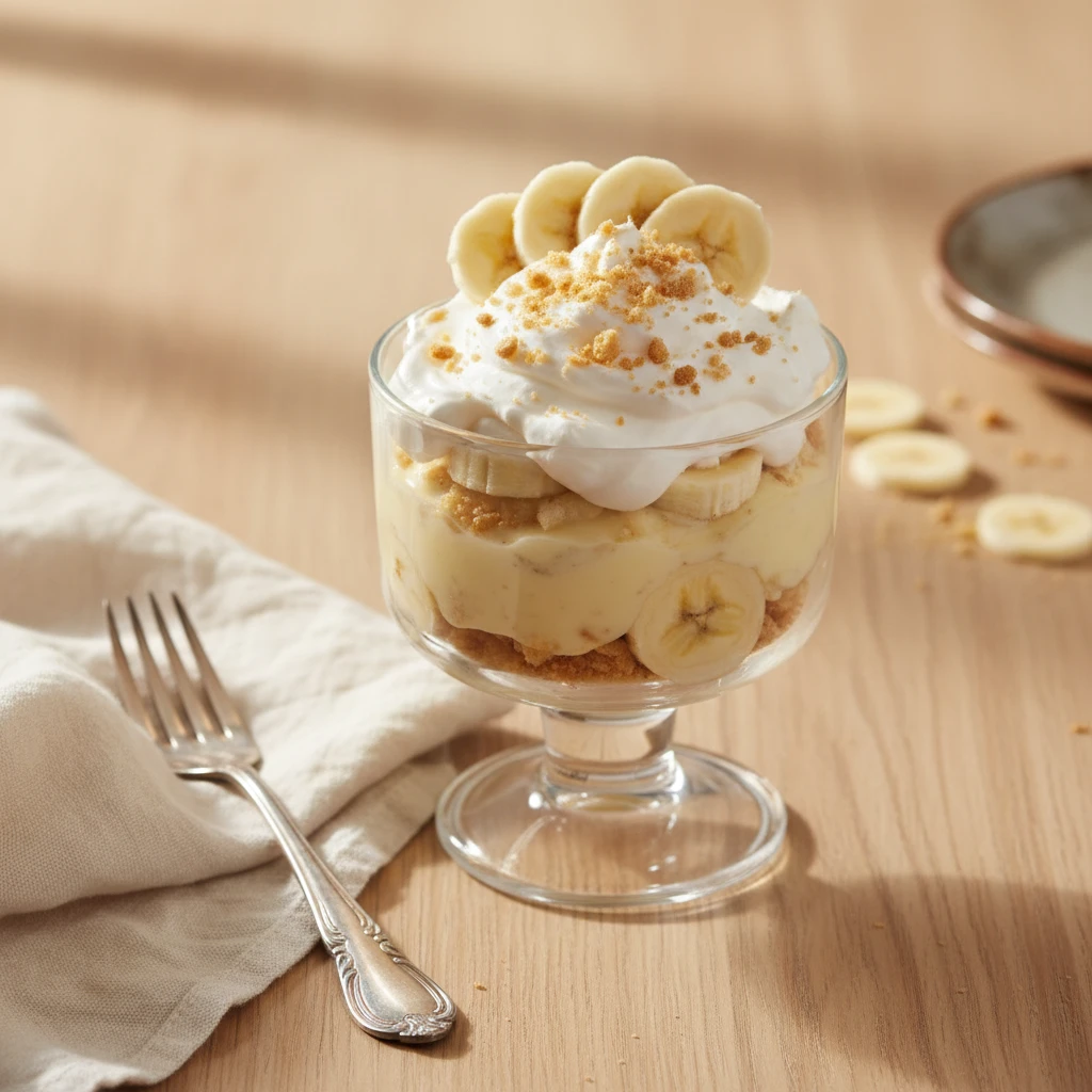 No Bake Banana Pudding Dessert serving suggestion