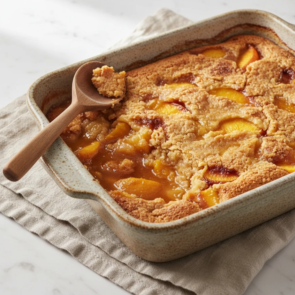 Peach Dump Cake serving suggestion
