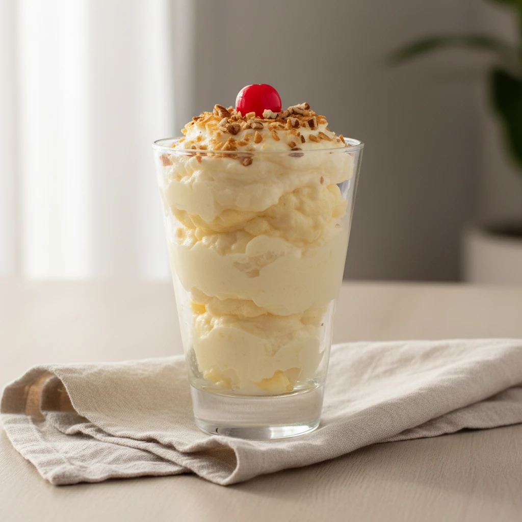 Pineapple Fluff Dessert serving suggestion