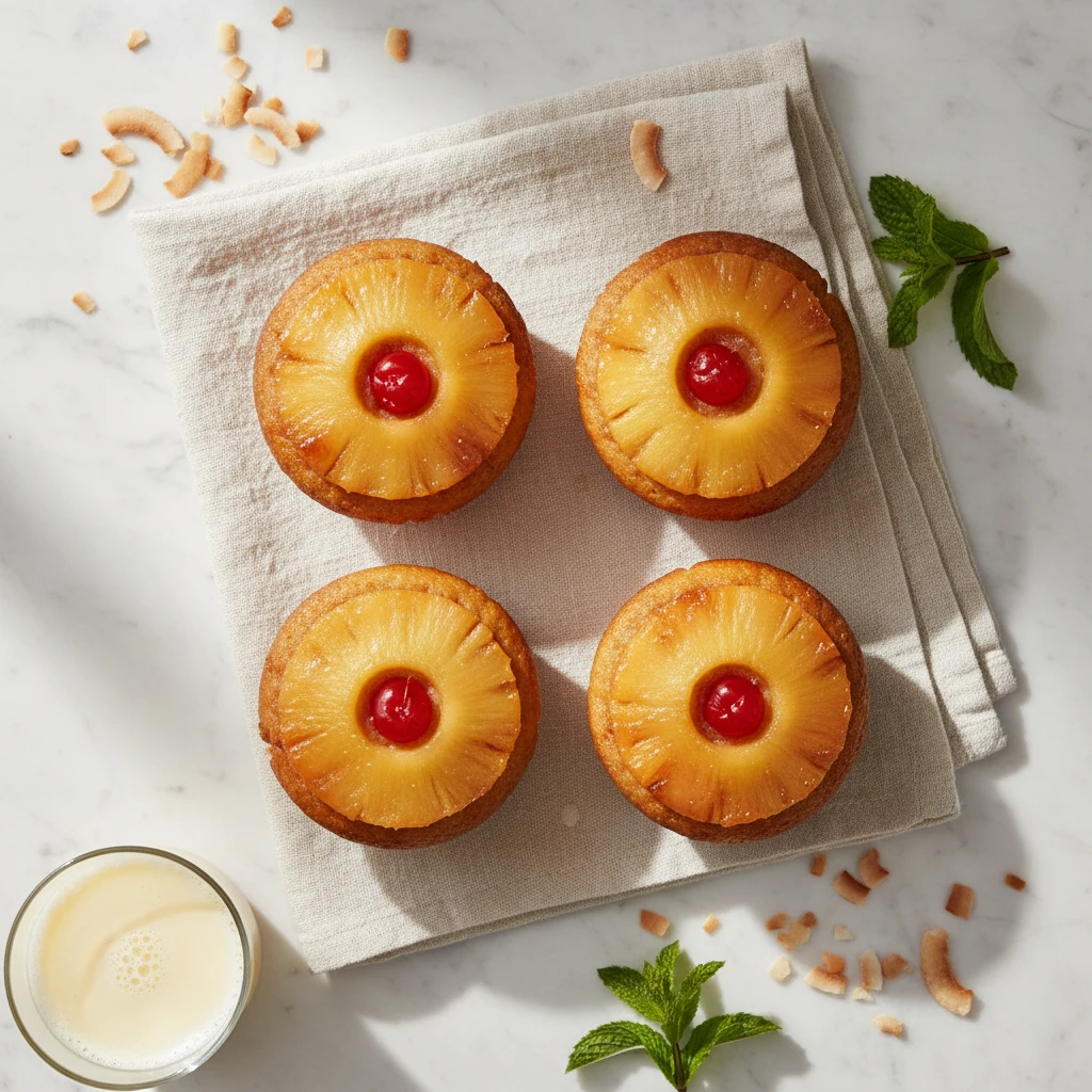 Pineapple Upside Down Cupcakes serving suggestion