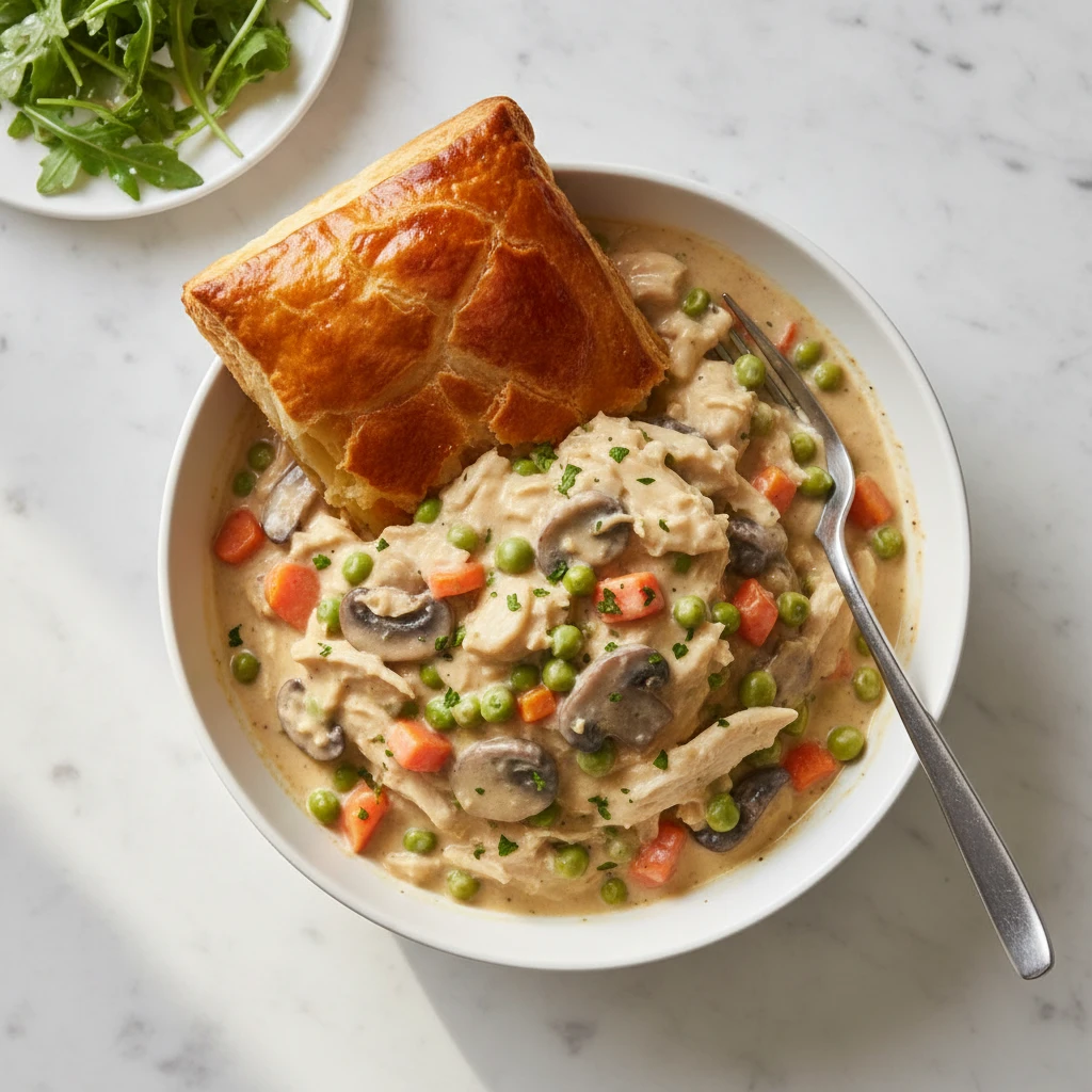 Puff Pastry Chicken Pot Pie serving suggestion