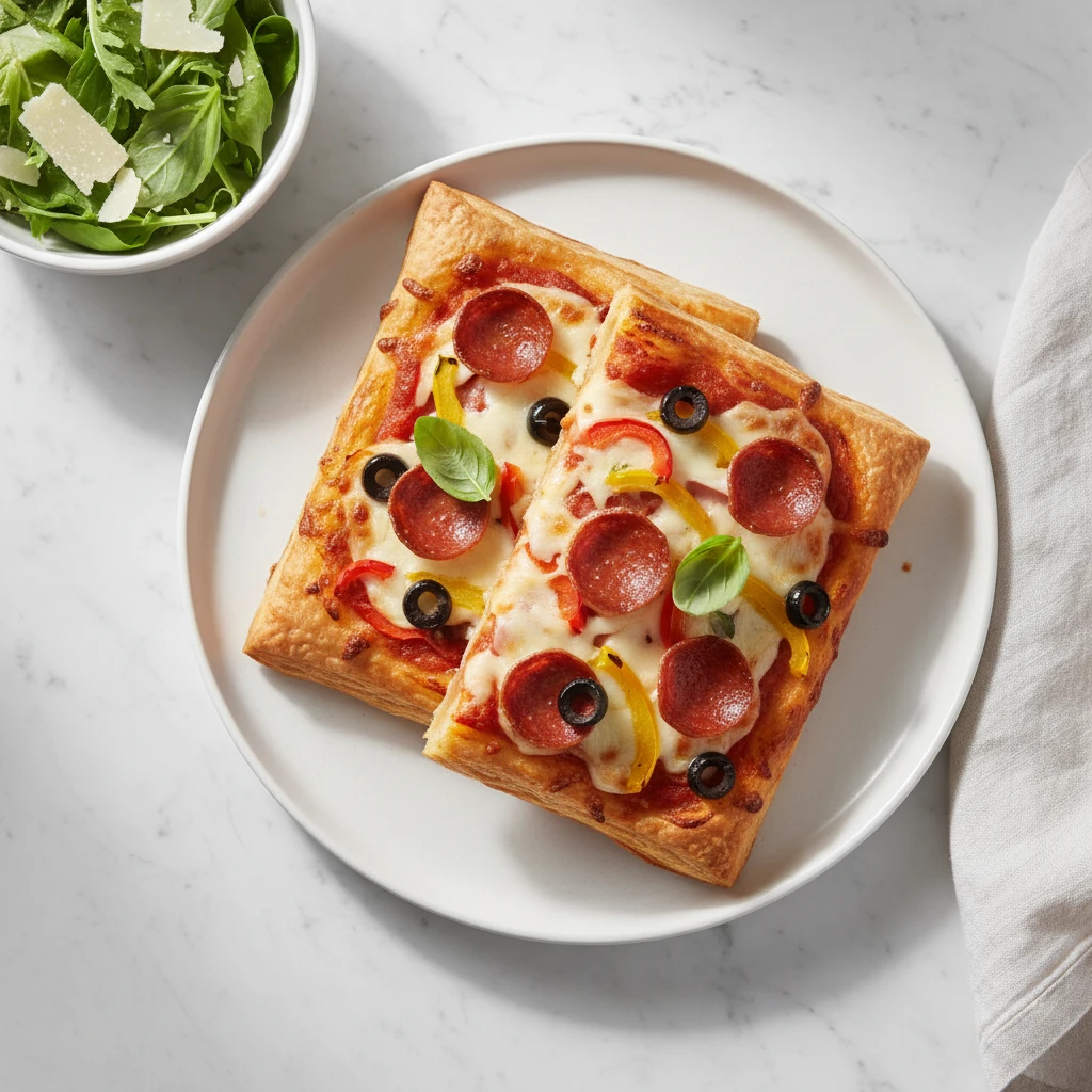 Puff Pastry Pizza serving suggestion