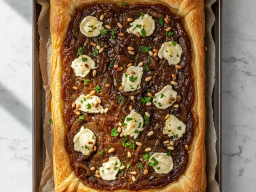Puff Pastry Tart with Caramelized Onions and Goat Cheese