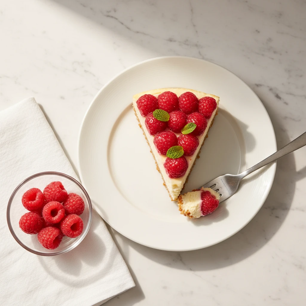 Raspberry Cheesecake Dessert serving suggestion