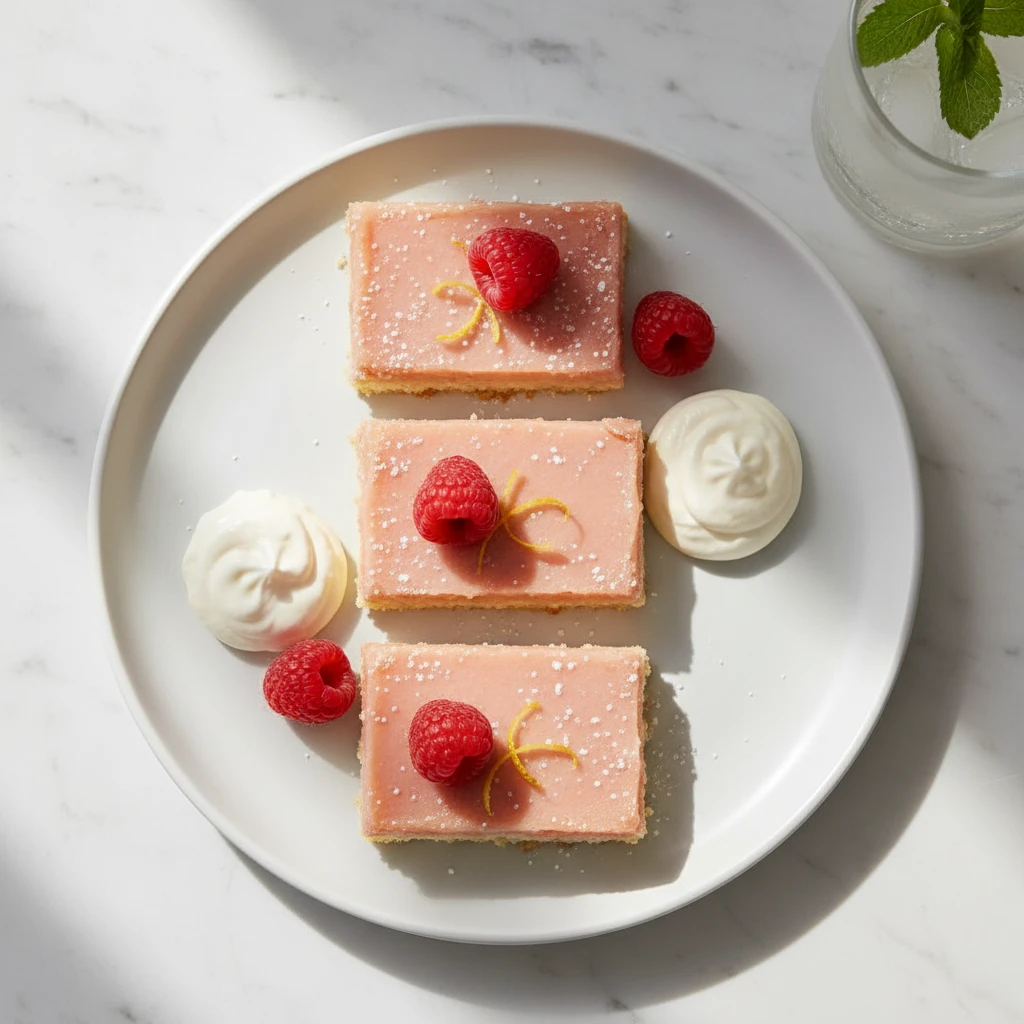 Raspberry Lemonade Bars serving suggestion