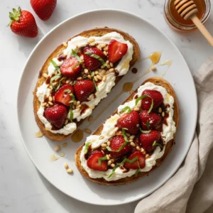 Roasted Strawberry Whipped Ricotta Toast