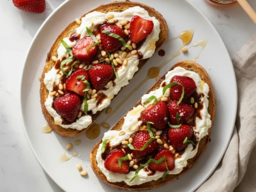 Roasted Strawberry Whipped Ricotta Toast