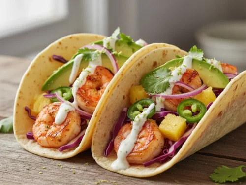 Shrimp Tacos with Lime Crema