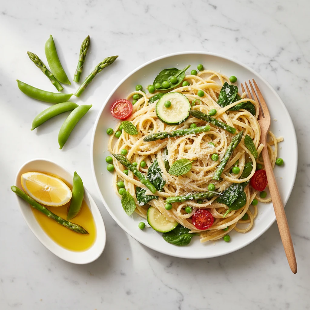 Spring Vegetable Pasta serving suggestion