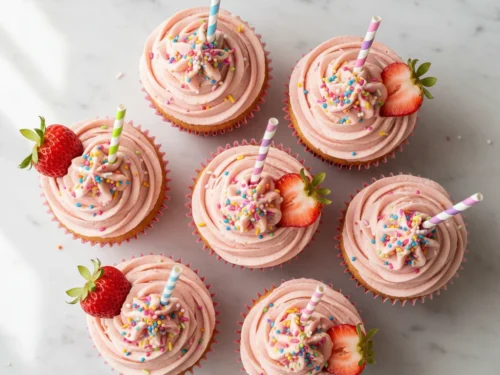 Strawberry Milkshake Cupcakes