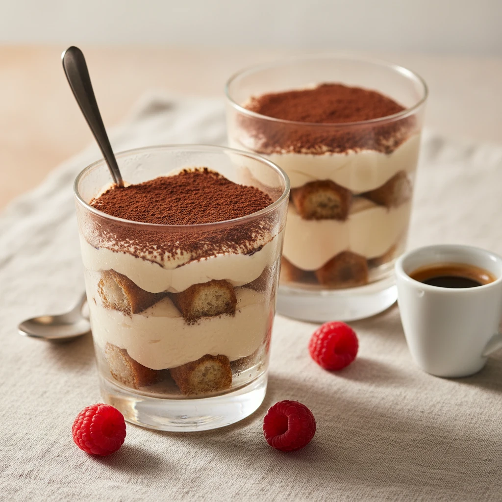 Yogurt Tiramisu Cups serving suggestion