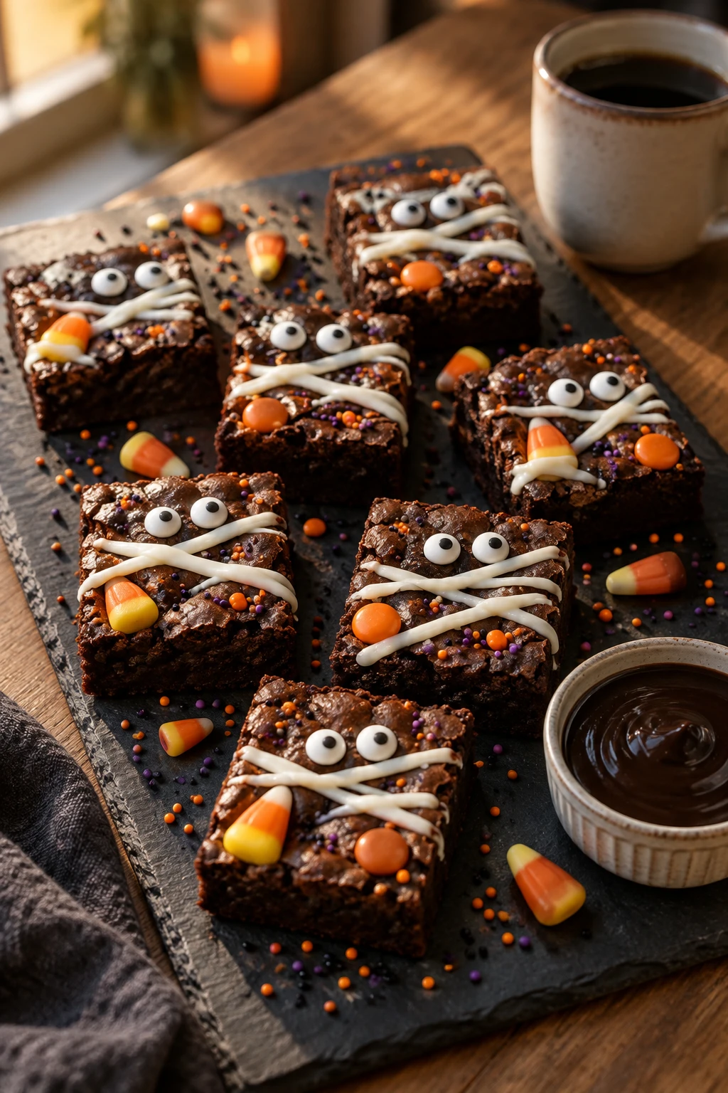 Halloween Brownies (Fudgy Decorated) serving suggestion