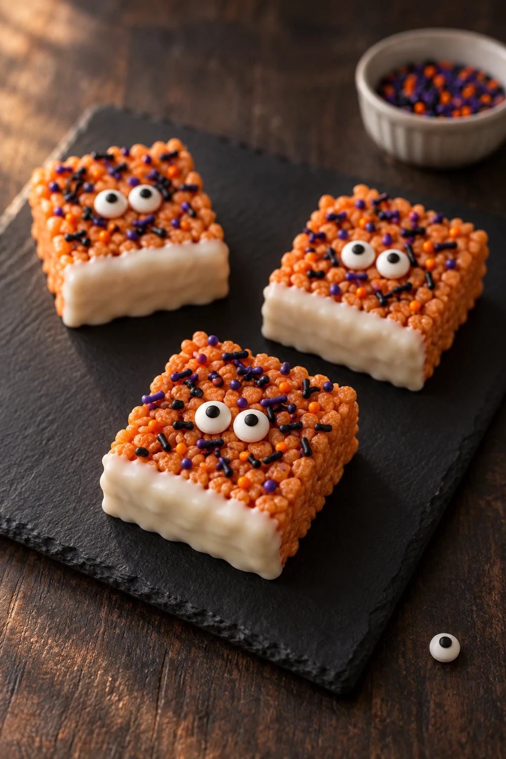 Halloween Rice Krispie Treats serving suggestion