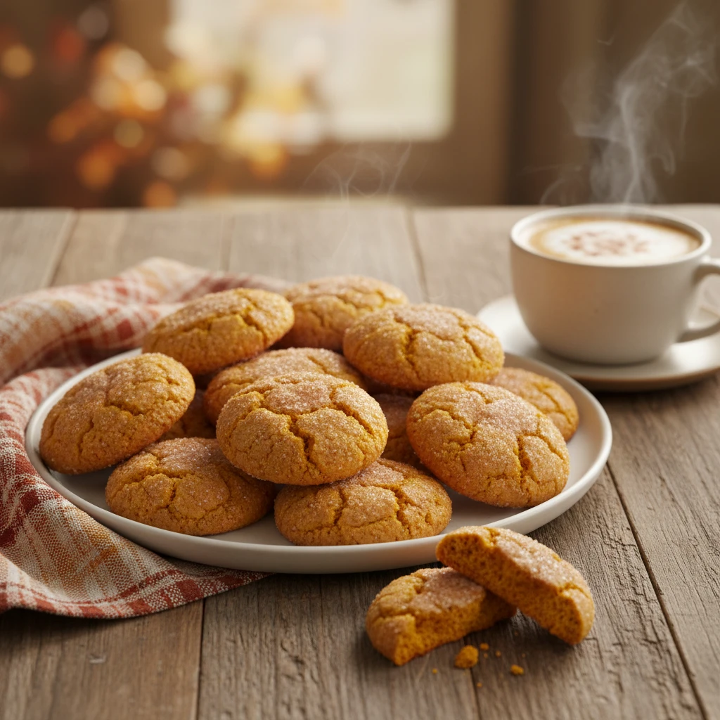 Pumpkin Snickerdoodle Cookies serving suggestion
